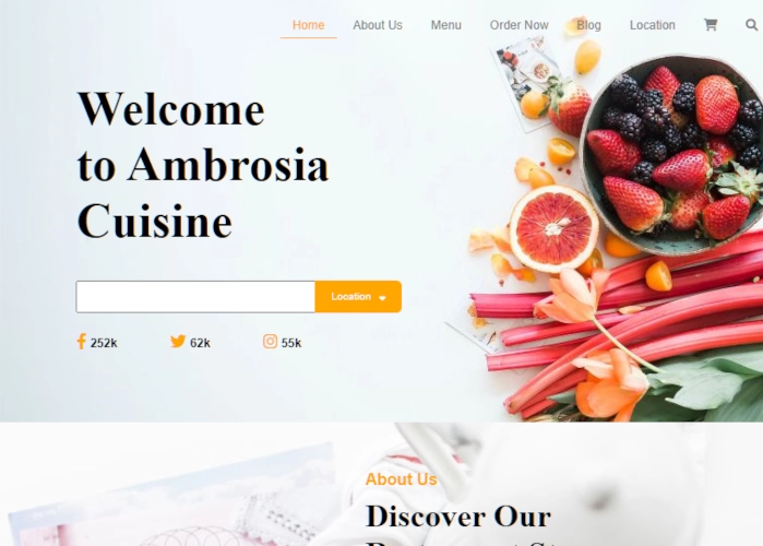 Restaurant website screenshot