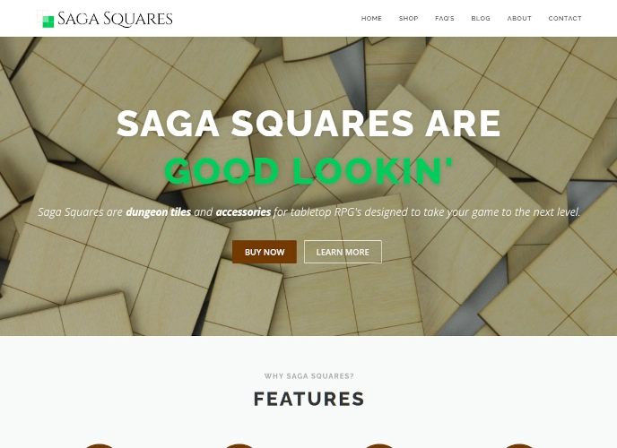 Saga Squares website screenshot